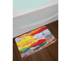 Hanged Vivid Umbrellas Bath Mat