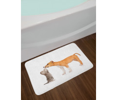Kitten and a Stafford Puppy Bath Mat