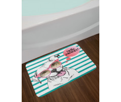 English Pitbull Sunglassess Bath Mat