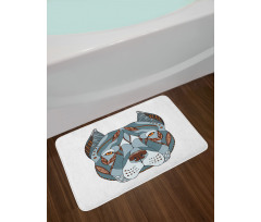 Zentangle Art Terrier Head Bath Mat