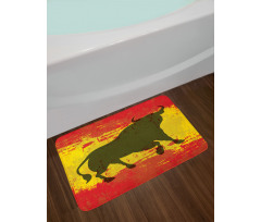 Bull Silhouette on Flag Bath Mat