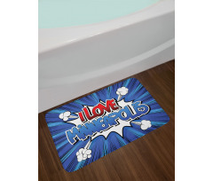 Pop Art Comic Style Love Bath Mat