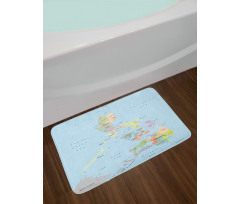 Map Cities with Seas Bath Mat