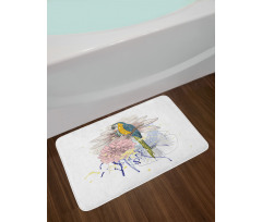 Parrot on Flower Bouquet Bath Mat