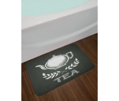 Teapot Leaf Branches Chalkboard Bath Mat