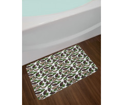 Sketch Art Beans and Leaves Bath Mat