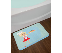 Blonde Chef with Spaghetti Bath Mat