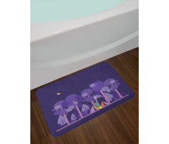 Night at Campsite Scene Bath Mat