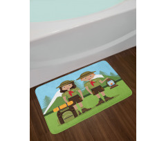 Woman and Men in Forest Bath Mat