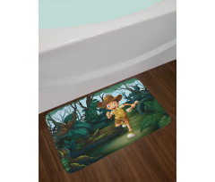 Kid Running in Woods Bath Mat