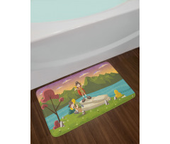 Best Friends Go Camping Bath Mat