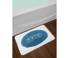 Cartoon Trailer at Night Stars Bath Mat