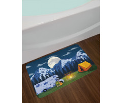 Camping in the Woods at Night Bath Mat