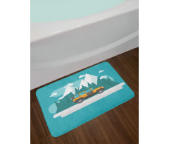 Journey in Snowy Winter Season Bath Mat