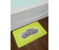 Sketch Style Camera Design Bath Mat