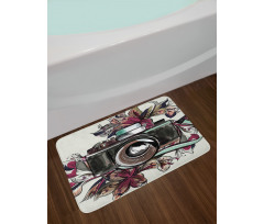 Watercolor Exotic Blooms Bath Mat