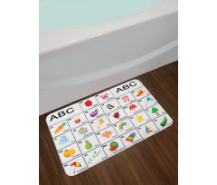 Squares with Letters Kids Bath Mat