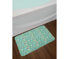 Tulips Daisy Lily Blooms Bath Mat