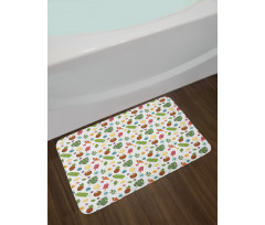 Ice Cream and Exotic Leaves Bath Mat