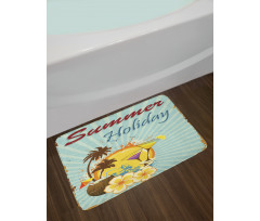 Summer Holiday Calligraphy Bath Mat