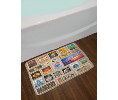 Traveler Tourist Stamps Bath Mat