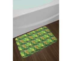 Exotic Palm Leaves Foliage Bath Mat