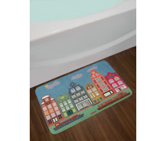 European Houses and Ships Bath Mat