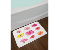 Pink Yellow Flowers Bath Mat