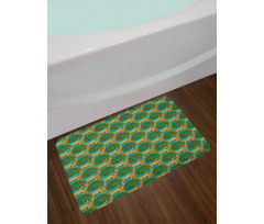 Animals and Monstera Leaves Bath Mat