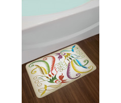 Bird in Retro Tones Bath Mat