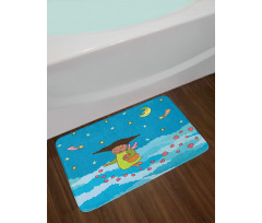 Cartoonish Sky at Night Bath Mat