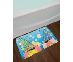 Butterflies on Flowers Bath Mat