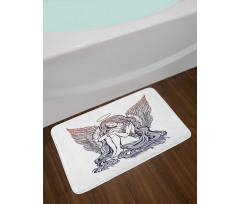 Long Hair Girl and Halo Bath Mat