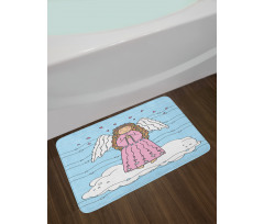 Doodle Girl on Cloud Bath Mat