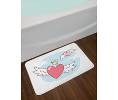 Flying Hearts and Crown Bath Mat