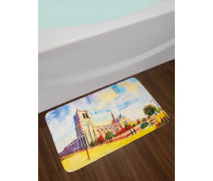 Watercolor Street View Bath Mat