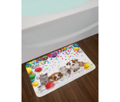 Cat and Dog Party Bath Mat