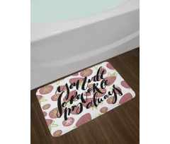 Strawberries Romantic Words Bath Mat