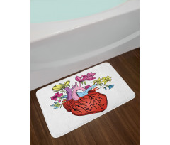 Vivid Flora Human Heart Bath Mat