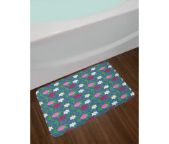 Bloosming Petals and Leaves Bath Mat