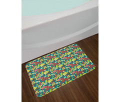 Vibrant Colored Flowers Bath Mat