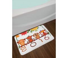 Animals Sitting Branch Bath Mat