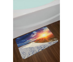 Snowy Sunny Mountains Bath Mat