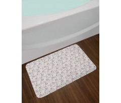 Blossom Pattern on Off White Bath Mat