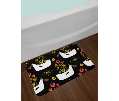 Chickens Eggs and Flowers Bath Mat