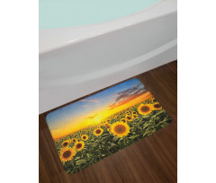 Sunflowers Field Dusk Bath Mat