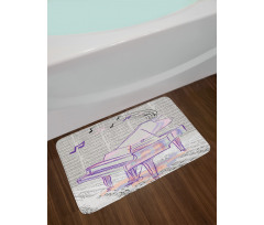 Hand Drawn Doodle Musical Bath Mat