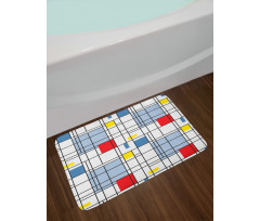 Quadratic Striped Grid Bath Mat