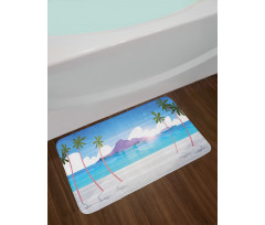 Summer Seaside with Palms Bath Mat