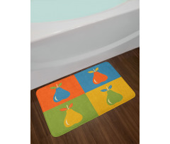 Vintage Pears in Squares Bath Mat